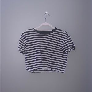 Black and White Striped Crop Top